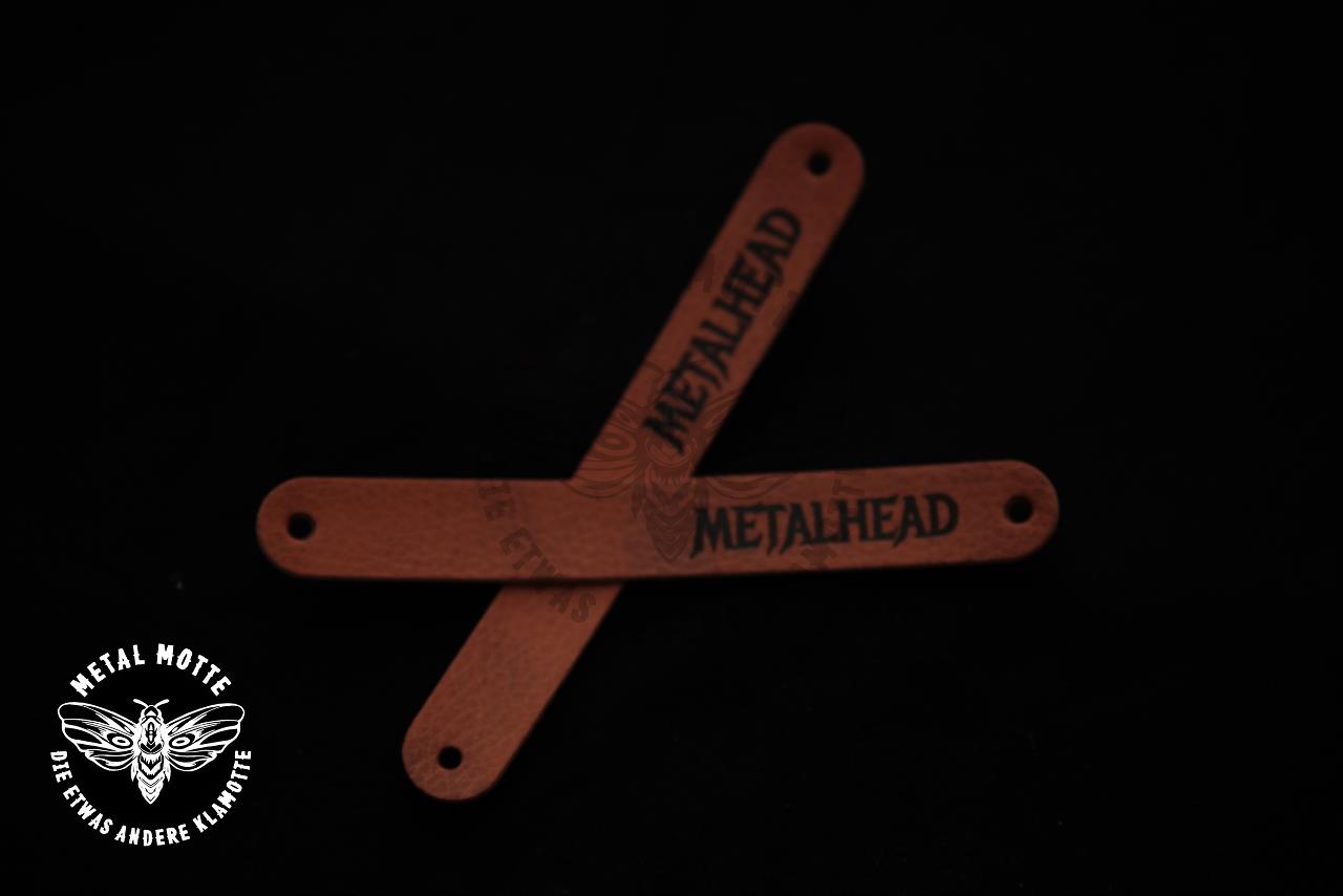 Kunstlederlabel - knickbar - 1Stk. - "Metalhead"