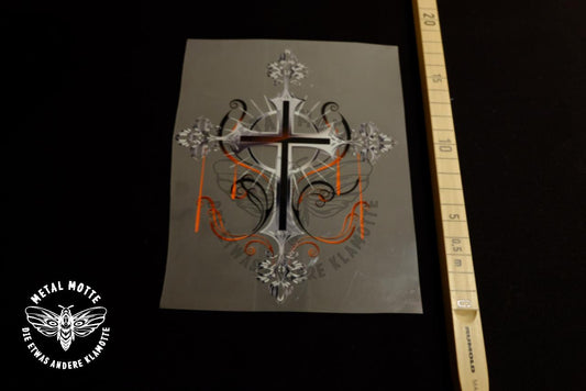 Bügelbild - "silver gothic cross"
